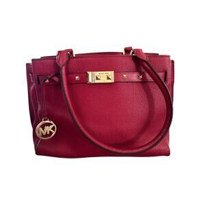 Michael Kors Women's Red Addison Bolso Leather Satchel Bag tote shoulder purse
